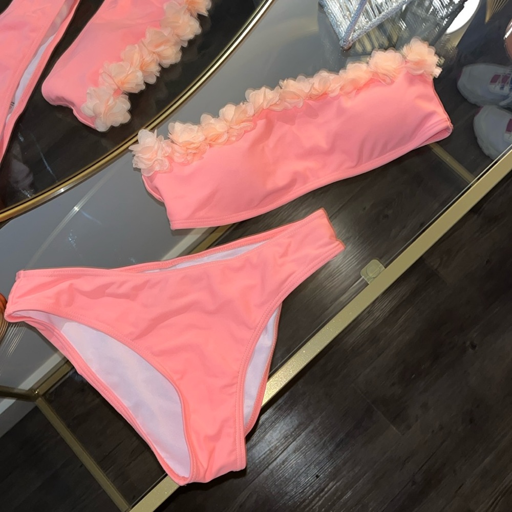 Coral floral bikini